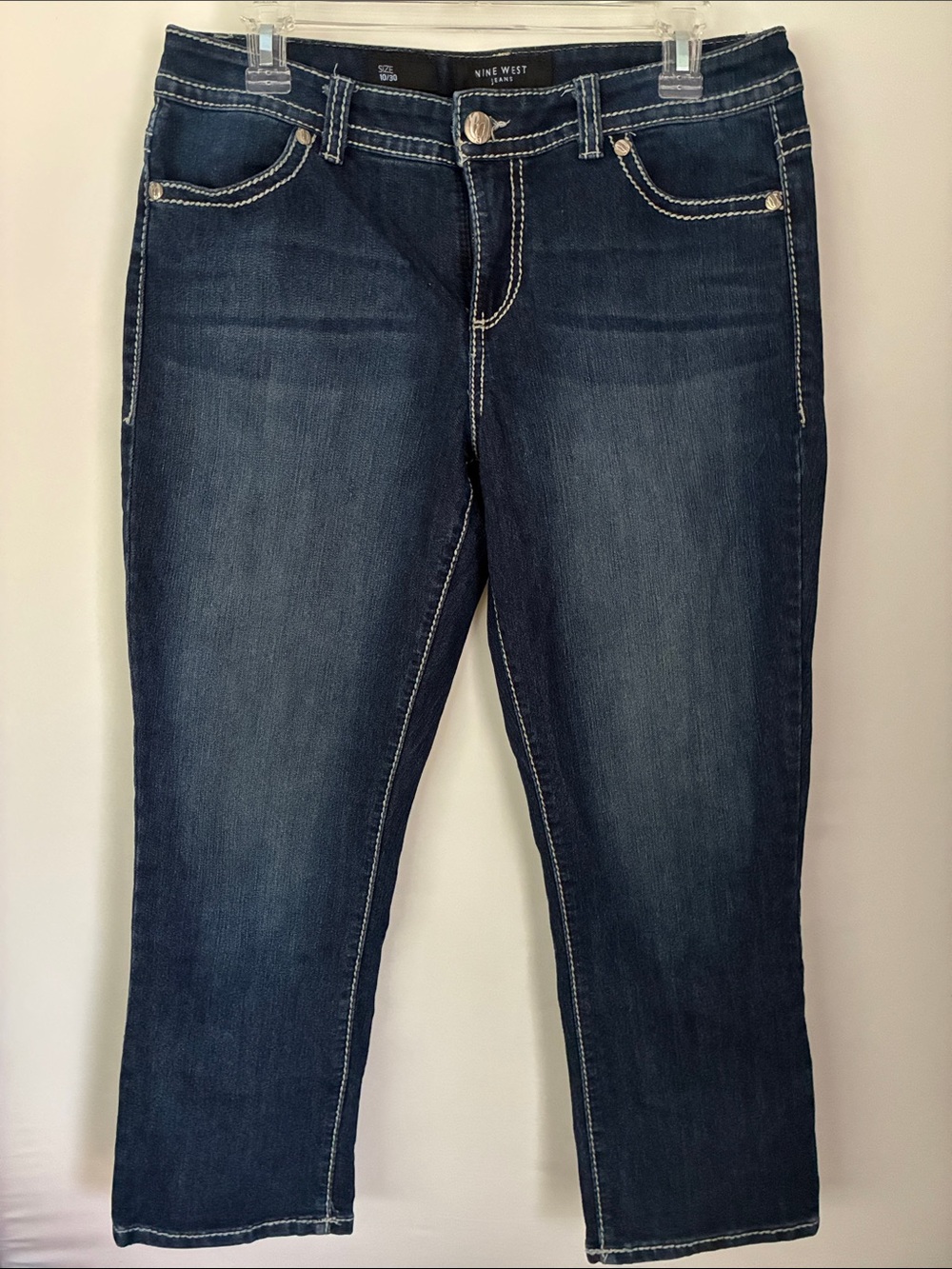 Nine West Dark Indigo Cropped Straight Jeans
